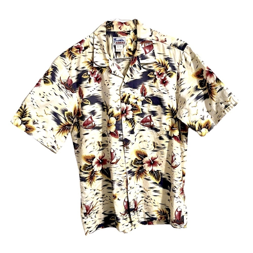 Vintage Hawaiian Button Down Shirt Size Large Single Stitch Made in Hawaii